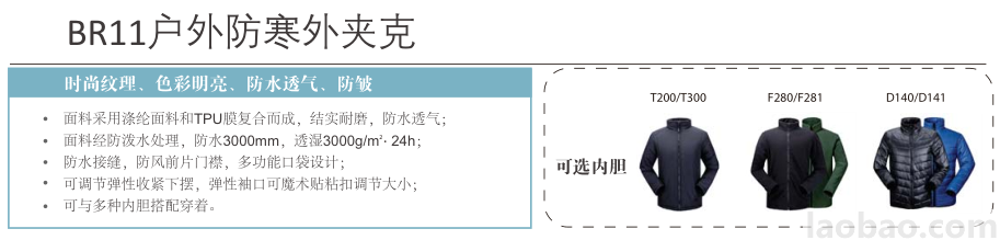 Lakeland雷克兰BR11户外防寒外夹克防水防风透气多功能口